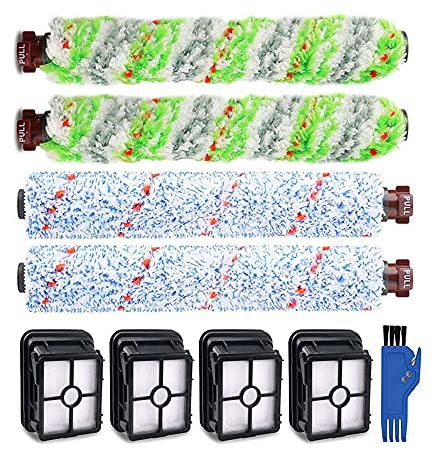 Queta Brush Roll Replacement for Bissell Crosswave Wet & Dry Vacuum Cleaners 4 Piece Multi-Surface Brush Roller And 4 Filters 3-in-1 Replacement Parts with Cleaning Brush