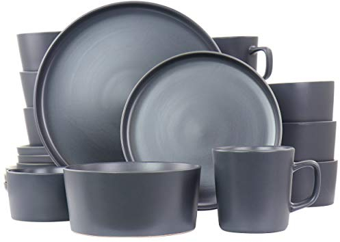 Elama Luxmatte - Vajilla contemporánea, cerámica, color gris oscuro