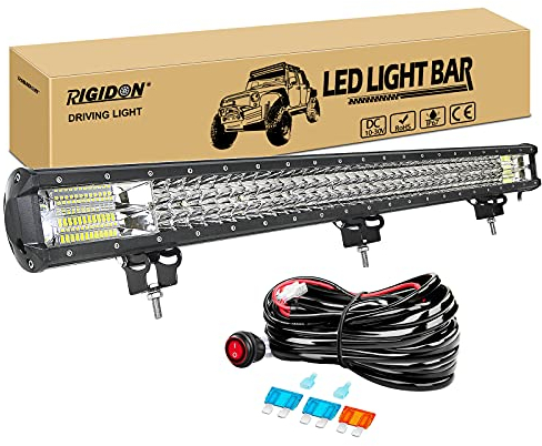 RIGIDON 34 Zoll 86cm 468W Wasserdichte Led lichtleiste kfz mit 12v kabelbaum kit, Offroad beleuchtung bar für Auto SUV UTV ATV, LKW 4x4, Fahrzeuge, 6000K Weiß led nebelscheinwerfer, Led arbeitslicht