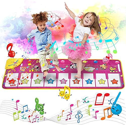 MOZOOSON Spielzeug ab 1 Jahr, Kinder Geschenke für Mädchen, Musikmatte Spielsachen für Baby Kinderspielzeug zum Geburtstag, Kleinkind Klaviermatte als Orster Weihnachten Geschenk
