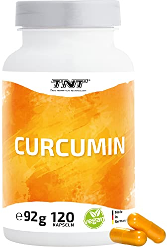 TNT Curcumin (120 Kapseln) • Kurkuma Kapseln hochdosiert • Natürliches & reines Curcumin + Piperin • Curcuma • 100% vegane Curcuma Kapseln
