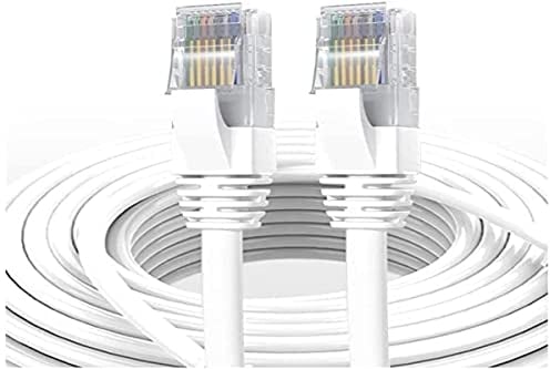 Elfcam® - 5m Cat7 Câble Réseau Ethernet RJ45, LAN/WLAN Câble Cat 7 Paire Torsadée Blindée SFTP 100% Cuivre, Câble Rond, Blanc (5M)