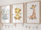 Eviepops Prints Set aus 3 Safaritieren für Kinderzimmer von Jungen und Mädchen, Ungerahmter Druck, Schlafzimmerdekor, Kinder Wandkunst, Dekor im Babyzimmer Spielzimmer-Poster löwe elefant giraffe (A3)