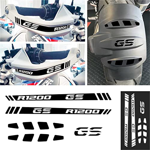 5 Stück REFLEKTIERENDE Aufkleber Kompatibel mit Motorrad R 1200 GS Adventure HANDSCHUTZ und HECKFENDER (Schwarz)