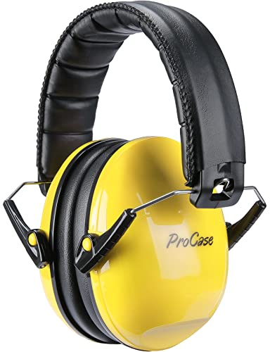 Procase Casque Anti Bruit Enfant, Casque Pliable Réglable Confortable, avec Une Atténuation de SNR 34dB, Serre-tête Souple pour Milieu Bruyant ou Stressant-Jaune