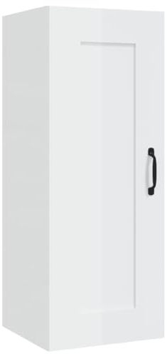 vidaXL Armario Colgante Almacenamiento Auxiliar Mueble Salón Pared Vitrina Flotante Decorativo para Casa Madera Contrachapada Blanco Brillo