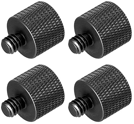 PATIKIL Mic Stand Adapter 1/4 Male to 3/8 Female Camera Screw Thread Adapter for Microphone Tripod Stand Black 4 Pack