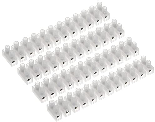 AUKENIEN 5A / 6A Electrical Connector Blocks 5/6 Amp 12 Way White Terminal Block Strip Electric Wire Connectors Choc Blocks Connecting for Wiring Cable (Pack of 4)