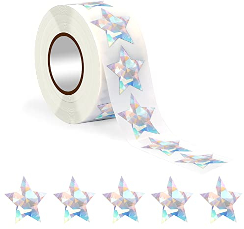 500 Stück 25mm Silber Sterne Aufkleber für Kinderbelohnung in Schule Klassenzimmer Selbstklebend Holografische Aufkleber Star Stickers Stern Aufkleber Rolle für Lehrer Eltern Basteln