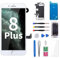 for iPhone 8 Plus Screen Replacement White with Home Button Repair Kit 3D Touch LCD Display Digitizer Full Assembly with Front Camera Ear Speaker Sensor Glass Fix Tool 8plus 5.5 for A1864 A1897 A1898