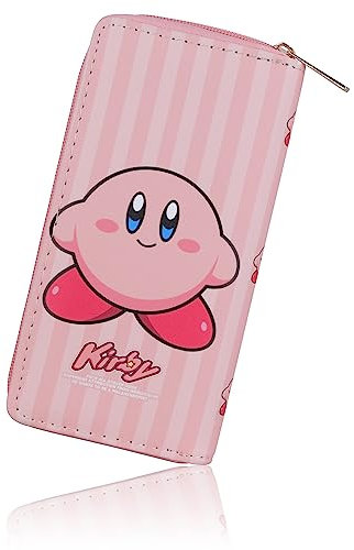 Roffatide Geldbörse mit Reißverschluss für Frauen Kriby Cartoon Lange Reise Geldbörse Geldbörse aus Kunstleder Reisepass Telefon Kartenhalter Geldbörse B