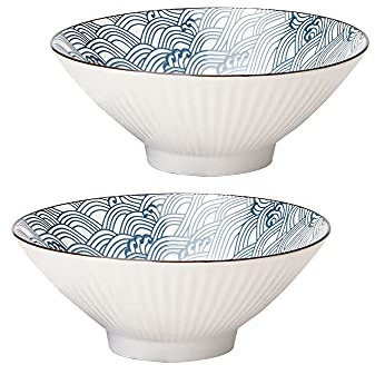 Dsztxv 2Pcs Ramen Bowl Set - Pasta Bowl Japanese Ceramic Salad Bowls 2×1000Ml 34 Ounces Capacity Suitable for Noodle Cereal Fruit and Soups - Dishwasher Microwave Safe