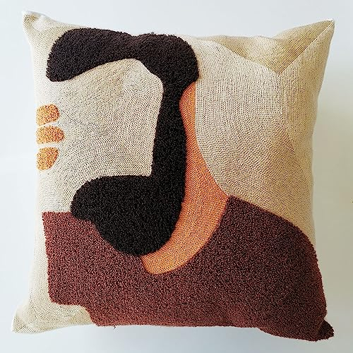 LAZYBIRD Kissenbezug - 45x45 cm, abstrakte Figur, moderner Dekokissen mit Stickerei