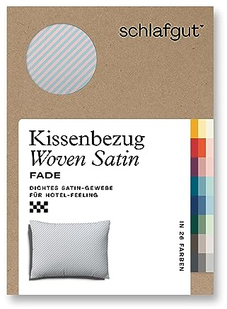 schlafgut Woven Fade Satin Kissenbezug 70x90 cm Petrol Fade gestreift in Premium Hotelqualität, Kopfkissenbezug einzeln mit 100% weicher Baumwolle