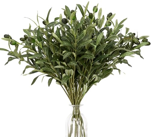 Waipfaru 8 steli di verde finto, rami di ulivo per vasi, piante finte di ulivo artificiali per centrotavola, composizioni floreali, decorazioni per la casa, 45,7 cm