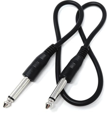 DRUT 50cm 6.35mm 1/4 TS Mono Jack to Jack Plug Lead for Guitar, Amplifiers, Music Instruments, Speakers, Microphone Cable Straight Ends, Black 1.6ft