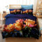 Double Duvet Set Navy Blue Roses Fluffy Double Duvet Cover 110g/㎡ Microfiber Bedding Double Bed Set with Zipper + 2 Pillow Cases (19x29) Also as Teenage Home Decor