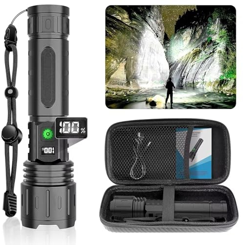Rechargeable LED Torch High Lumens, 20000LM Super Bright Rechargeable Tactical Torches Flashlight with 5 Modes,Waterproof,Powerful Handheld Flash Light for Emergencies,Camping,Hiking