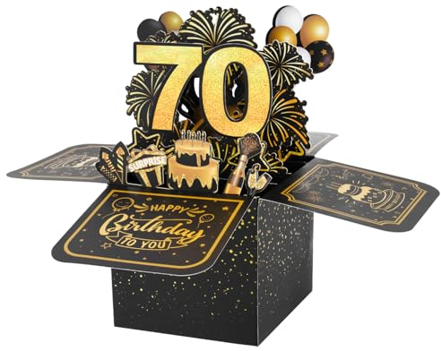 BOFUNX Geburtstag Karte zum 70. Geburtstag Pop up 3D Happy Birthday Grußkarte Geburtstagskarte Kreative Geburtstagsgeschenk für Familie und Freunden
