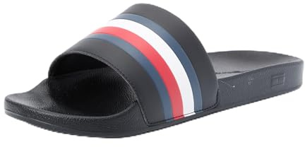 Tommy Hilfiger Herren Badeschuhe Pool Slide mit Tommy-Branding, Schwarz (Black), 41
