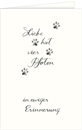 Hanra Trauerkarte mit Tatzen und Text, Hund, Haustier, Pfotenglück, Trauerkarte, 11,5x17 cm, Tier, Tier Trauer, Tier Trauerkarte