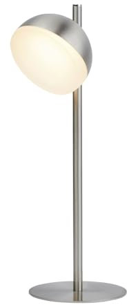 Licht-Erlebnisse LED Tischleuchte klein 35 cm hoch in Silber matt 3000 K 240 lm Retro Design Metall Tischlampe Wohnzimmer Nachttischlampe Schlafzimmer