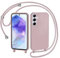 AOMYKE Cover per Samsung Galaxy A55 5G con Cordino, Custodia con Laccio Collana Tracolla Collo Liquido Silicone Antiurto TPU Antiurto AntiGraffio Case - Rosa