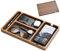 Lawnrden Holzablettung, Nachttisch Veranstalter EDC -Tablett mit Ledereinlagen, Walnuss -Catchall -Tablett für Schlüssel, Telefon, Brieftasche, Uhr, Ohrhörergeschenk (12x8)