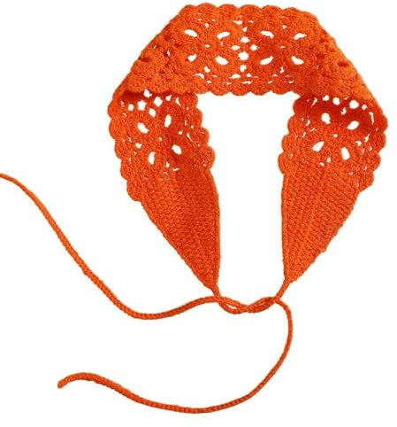Bandeau bohème au crochet pour femme, motif floral, bandeaux, bandeau, bandeau, serre-tête, accessoire de cheveux pour décoration de fête, costume, mascarade, cosplay, femmes et filles, couleur orange