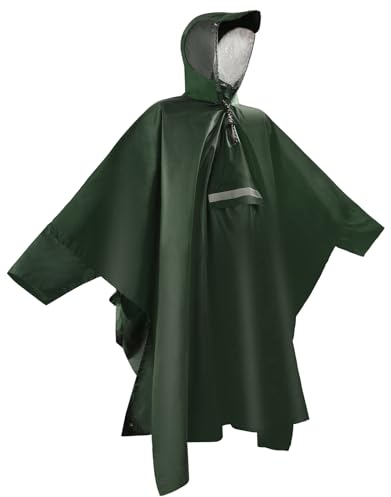 E EASTSTORM Leichter Wasserdichter Regenponcho Mit Sichtfenster, 3-in-1 Multifunktionales Regencape zum Camping Wandern Outdoor für Damen & Herren, Einheitsgröße