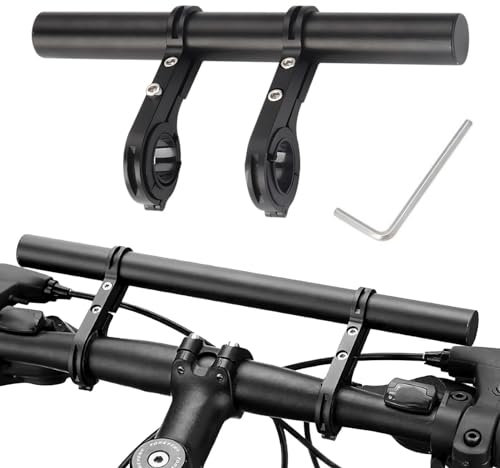 NHBETYS Bike Handlebar Extender with 2 L-shaped Wrench, 30cm/11.81inch Universal Bicycle Handlebar Extensions Double Clamp Bike Bracket fits 2.2-3.5cm Diameter Handlebars(Black)
