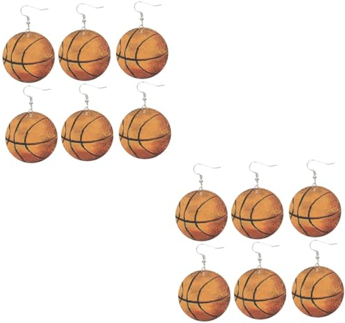 DEARMAMY 6 Paare Basketball-Ohrringe basketball accessories basketball accessoires sportzubehör Fußballgeschenke Fußball-Ohrringe Ohrringe im Sportstil Modische Ohrringe für Damen Leder