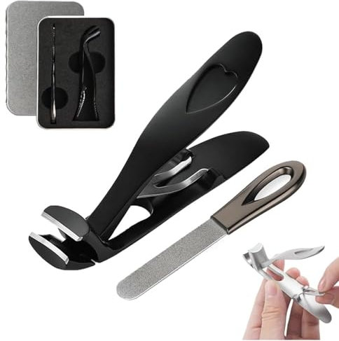 Calkkrer Set Nero Morsetti per Unghie per Anziani, Morsetti per Unghie ergonomici a Testa Piccola per Anziani, Morsetti per Unghie a Testa Grande e angolata con Ingresso Ampio.