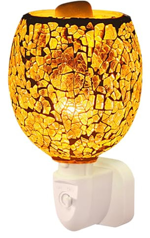 Glass Electric Oil Burner Plug In Wax Melts Burner, 3D Electric Candle Scented Oil Lamp, Wax Warmer Aroma Essential Night Light Oils Burner Melter for Home Office Bedroom Gifts (YELLOW)