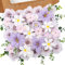 Nubry 64 Pcs Purple Artificial Flowers,Silk Fake Roses Flowers,Lily Flowers Hydrangea Daisy with Stems for Cake Decoration DIY Wedding Bridal Bouquets Birthday Party Decor Home Decoration