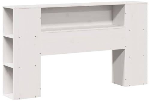 vidaXL Kopfteil, Bettkopfteil mit Stauraum, Freistehend Betthaupt für Holzbett Doppelbett, Holzkopfteil Bettzubehör Schlafzimmer, Weiß 120cm Massivholz Kiefer