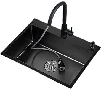 Évier de cuisine en acier inoxydable avec égouttoir et bouchon – Petit bol encastrable en acier inoxydable pour plaques de cuisson