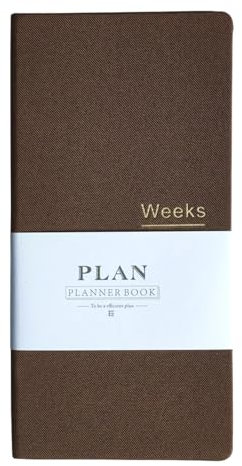 Undatierter Taschen-Wochenplaner, Terminplaner, Organizer, Agenda, Jahr, Monat, Wochenplan, A6, Notizbücher (A6, undatierter Planer, braun)
