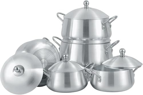 Induction Hob 5 Piece Saucepan Set Cooking Pots Cookware Set Casserole Dish Pans, Stew Soup Pot