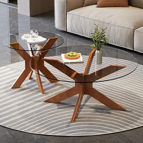 CEIEVER Couchtisch Beistelltisch, Wohnzimmertische Tischplatte aus Glas Sofatisch Glastisch Wohnzimmer Moderner Stil Coffee Table für Wohnzimmer Garten Balkon Schlafzimmer
