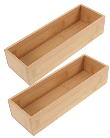 HYTROVE 2pièces Boîte De Rangement Bambou Caisse Décorative Sans Couvercle Pour Organiser Accessoires Et Objets Divers Maison