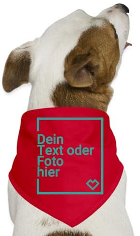 Hunde Halstuch Selbst Gestalten Mit Foto Oder Text | Personalisiertes Hunde-Bandana, One Size, Rot