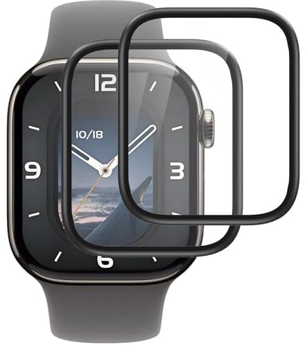 IQShield Panzer Schutz Glas für Apple Watch Series 10 46mm, High Definition Panzer Schutzfolie, Runde Kante Displayschutz, Blasenfest Installation, Touch Sensitive, Anti-Kratzer Panzerfolie- 2 Stück
