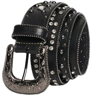 Superdry Damen Gürtel mit Strasssteinen Schwarz L