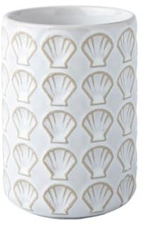 Escurridor de Cubiertos Porta Utensilios de cerámica Vintage, Escultura en Relieve (Blanco) Porta Utensilios de Cocina