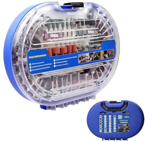 Zuasdvnk Kit d'outils rotatifs, accessoires pour outils rotatifs, tige de 1/8, lot de 276 avec sculpture, perçage, meulage, polissage, gravure, coupe facile pour projets avec étui de transport