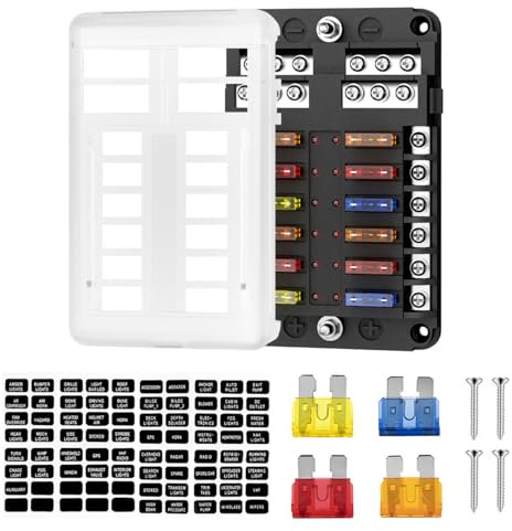 Porte-fusible de voiture 12 volts, boîte à fusibles 12 V avec affichage LED, 30 fusibles, convient aux bateaux, véhicules marins, SUV, camping-cars, camions et voitures