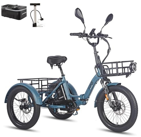 Fafrees F20 Mate E Bike Dreirad für Erwachsene 48V Zulassung [ Offiziell ] Herren E Bike Damen, Elektrofahrrad 3 Rädern 65N.m, Elektro Dreirad 20 Zoll, Ebike Lastenfahrrad IPX5, Fahrrad Fatbike 180kg