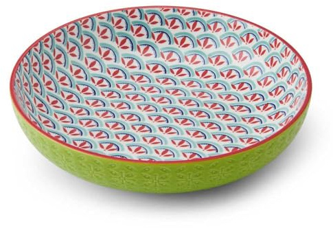Schale aus Steingut, geometrische Linie von Mikasa, 21 cm
