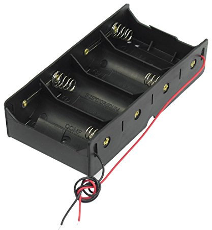 Heozlion Black 4 x 1.5V D Battery Holder Storage Box with Lead Wire